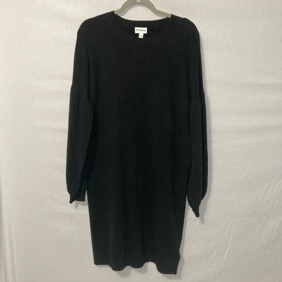 The Drop Black Balloon-Sleeve Sweater Dress Size L Knit Cozy Chic - Picture 1 of 6